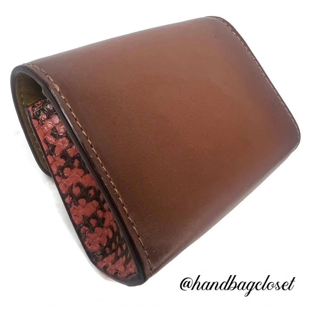 COACH Tea Rose Mini Parker Card Case Key Pouch With Snakeskin Detail Bag
